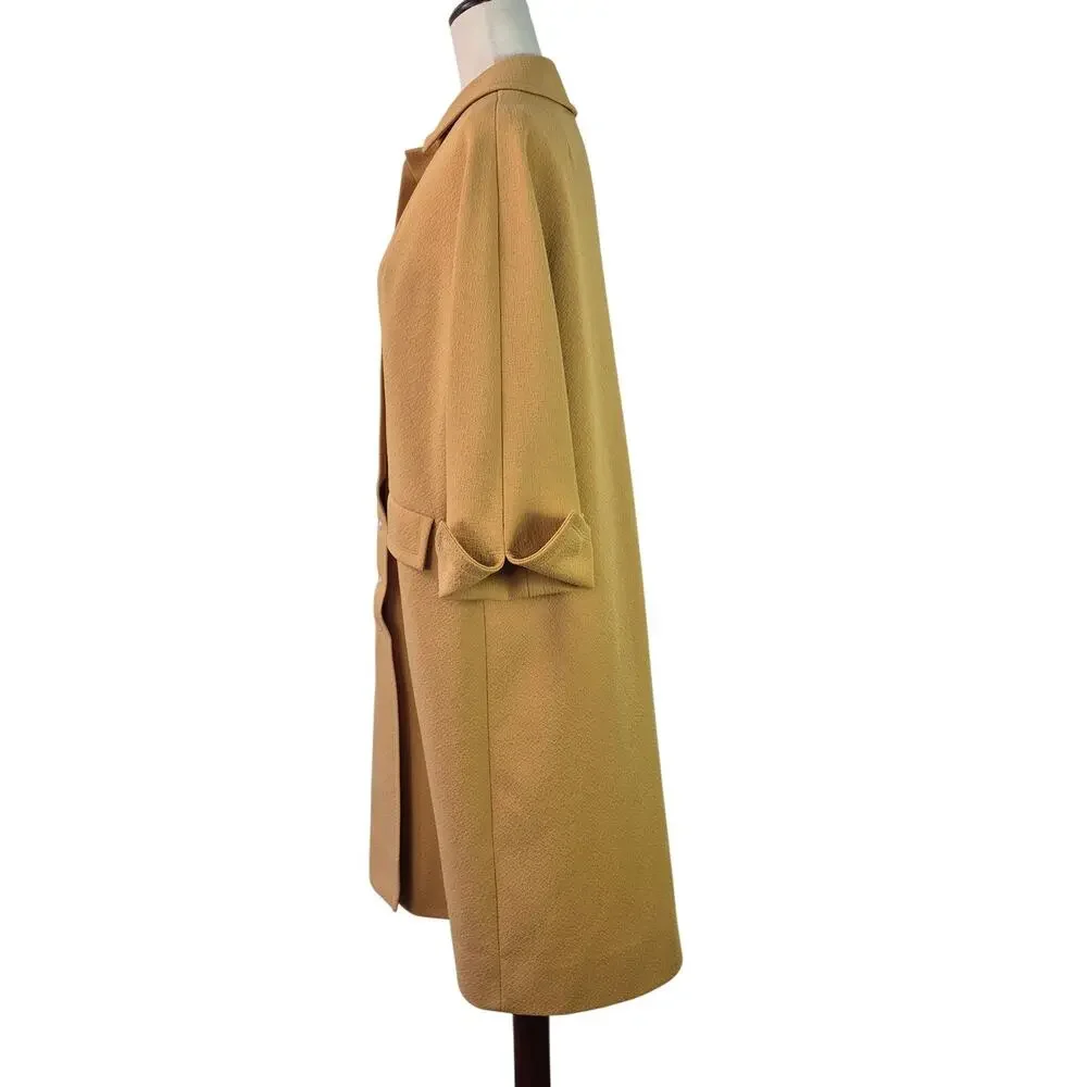 Ruby Rose USA 1960's Yellow Gold Tan Lined Vintage Coat House Coat Size Medium